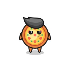 cute pizza character with suspicious expression
