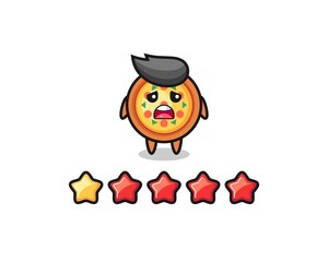 the illustration of customer bad rating, pizza cute character with 1 star