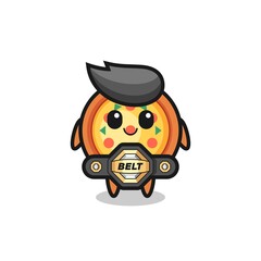 the MMA fighter pizza mascot with a belt