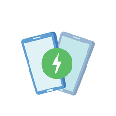 Shown are two smartphones, one of which charges the other smartphone, power share, wireless charging