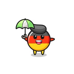 cute germany flag badge illustration holding an umbrella