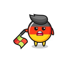 germany flag badge character as line judge hold the flag down at a 45 degree angle