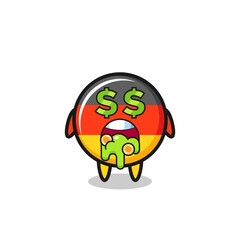 germany flag badge character with an expression of crazy about money