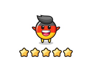 the illustration of customer best rating, germany flag badge cute character with 5 stars