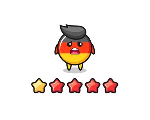 the illustration of customer bad rating, germany flag badge cute character with 1 star