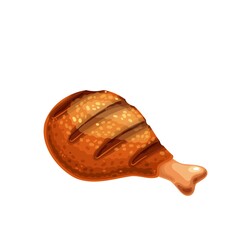 Grilled chicken drumstick vector illustration. BBQ food icon.