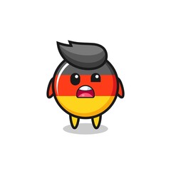 the shocked face of the cute germany flag badge mascot