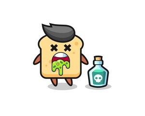 illustration of an bread character vomiting due to poisoning