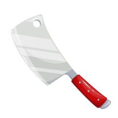 Meat kitchen cleaver, butcher knife vector illustration.