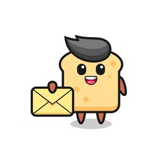 cartoon illustration of bread holding a yellow letter