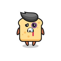 injured bread character with a bruised face