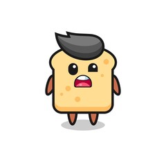 the shocked face of the cute bread mascot