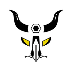 yellow eyed buffalo head. animal head logo concept. for mascots, emblems, icons, logos, signs and symbols
