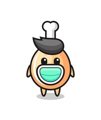 cute fried chicken cartoon wearing a mask
