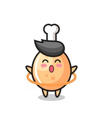cute fried chicken cartoon is playing hula hoop