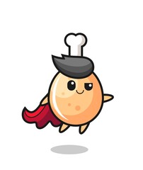 cute fried chicken superhero character is flying