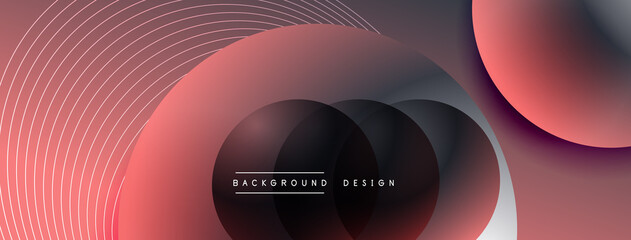 Gradient circles with shadows. Vector techno abstract background. Modern overlapping forms wallpaper background, design template