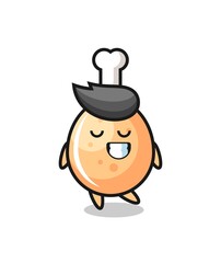 Obraz premium fried chicken cartoon illustration with a shy expression