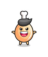 the illustration of cute fried chicken doing scare gesture
