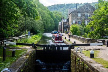 The Rochdale Canal at Hebden Bridge, Yorkshire.