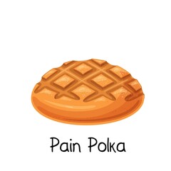 Pain polka bread icon. French bakery product colored vector illustration.