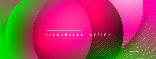 Gradient circles with shadows. Vector techno abstract background. Modern overlapping forms wallpaper background, design template