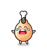 the illustration of crying fried chicken cute baby