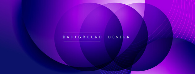 Gradient circles with shadows. Vector techno abstract background. Modern overlapping forms wallpaper background, design template
