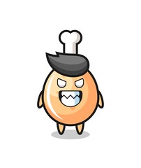 evil expression of the fried chicken cute mascot character