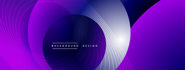 Gradient circles with shadows. Vector techno abstract background. Modern overlapping forms wallpaper background, design template