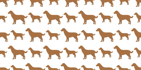 Seamless pattern with dog silhouette, white background, vector