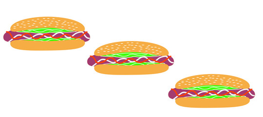  National Hot Dog Day. Modern flat design style. A set of hot dogs isolated on a white background. 
