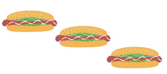 National Hot Dog Day. Modern flat design style. A set of hot dogs isolated on a white background.