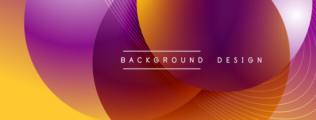 Gradient circles with shadows. Vector techno abstract background. Modern overlapping forms wallpaper background, design template