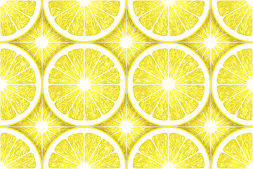 Obraz premium Lemon seamless pattern. Fruit ornament. Healthy food. Healthy meal. Lemon slices. Juice. Vitamin. Citrus slices. Freshness. Citrus background. Summer. Tropical template for design. Yellow backdrop. 