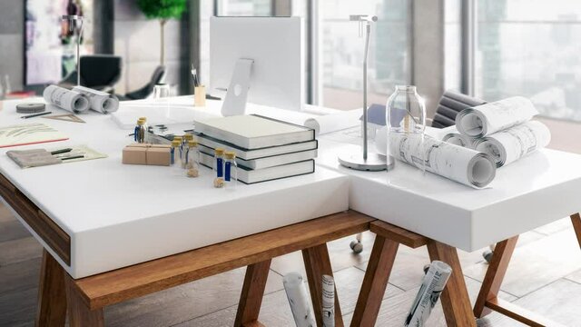 Contemporary Penthouse Office & Workspace Environment - loopable3D Visualization