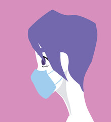 illustration of  girl with medical mask