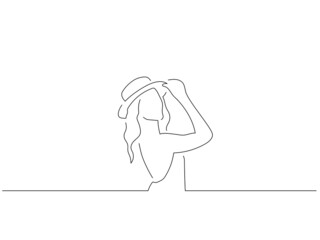 People on holidays line drawing, vector illustration design. Summer collection.