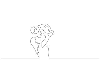 Family on holidays line drawing, vector illustration design. Summer collection.