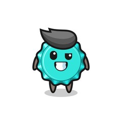 cute bottle cap mascot with an optimistic face