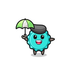 cute bottle cap illustration holding an umbrella