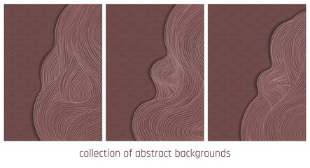 collection of brown vector japanese abstract waves
