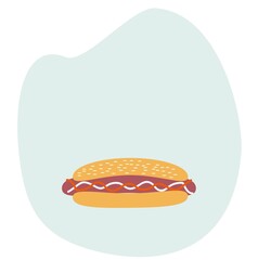 National Hot Dog Day. A hot dog on a soft light liquid background can be used for posters and other promotional marketing materials. Space for your text.