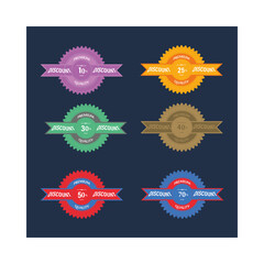 Sale tags set vector badges template, percent off label symbol