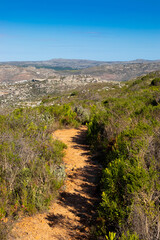 Dirt Track hiking paths on top of a mountain by the coast