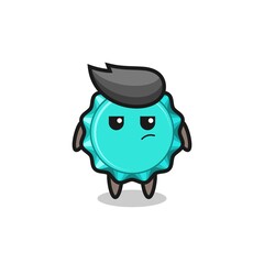 Fototapeta premium cute bottle cap character with suspicious expression