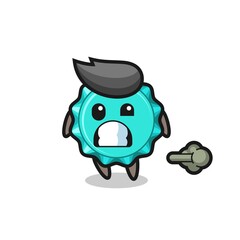 the illustration of the bottle cap cartoon doing fart