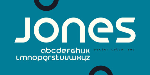 Vector geometric lowercase letter set, alphabet, font, typography