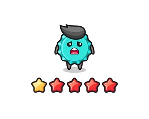 the illustration of customer bad rating, bottle cap cute character with 1 star