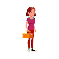 caucasian girl going on picnic in park cartoon vector. caucasian girl going on picnic in park character. isolated flat cartoon illustration